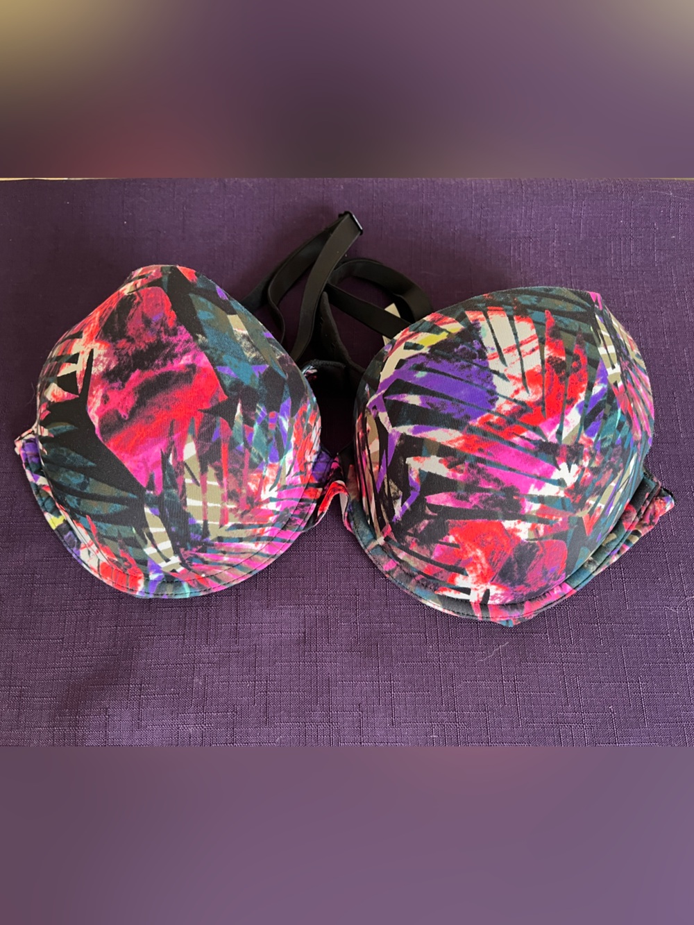 PINK Victoria Secret Bra 36C Pushup Wear Everywhere Tropic Floral Logo NWT